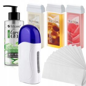    ItalWax szőrtelenítő készlet HEATER 3x viasztekercs 100ml + GEL STRIPES