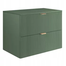    Mosdószekrény 80 cm-es függő hornyolt zöld matt palack zöld