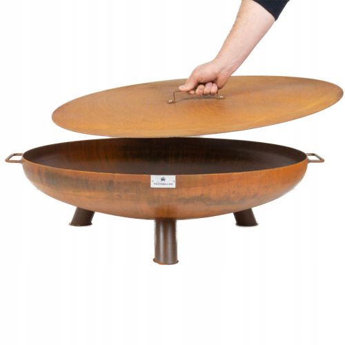  Garden Fire Pit Corten Deep Legs fogantyúk 70 cm + fedél + acél rudak