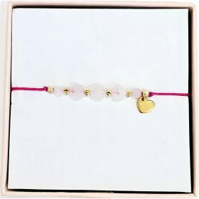    Szerelem és boldogság karkötő, Rózsakvarc szív egy rózsaszín húron