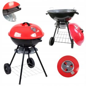  KERTI TOURIST SZÉN GRILL NAGY RÁCS KEREKEKEL MOBIL PIROS