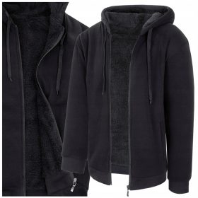    SZIGETELT FÉRFI PULÓPÓLÓ MEDVE SZŐRME CIPZÁROS - FEKETE - XL