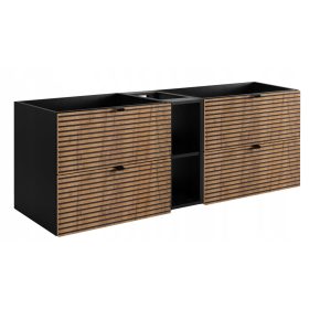    Fürdőszoba szekrény Mosogató alá függő 140 polc Fekete tölgy hornyolt MDF