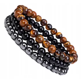    NŐI karkötő, TIGER SZEM GYÖNGY ONYX HEMATIT SZETT 3 az 1-ben