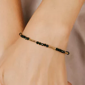    Smaragd, hematit - ezüst aranyozott karkötő a szerelemért, a békéért, a védelemért