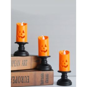    Színes lángmentes LED-es gyertyák tök formájú halloween dekorációval