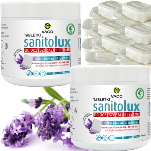  Vaco Sanitolux Tabletta szennyvíztisztító telepekhez és szennyvíztisztító tartályokhoz 320 g (16 db)