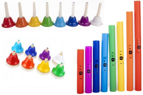  PRÍTOTT DIATÓNIUS HARANGOK - KÉZI HARANGOK - GÉMCSÖVEK MONTESSORI KÉSZLET