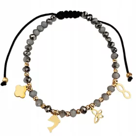    Női 585-ös arany szál karkötő szürke végtelen kövekkel