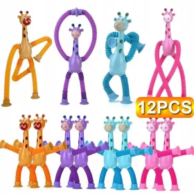    Pop Tube Tubes Tubes Érzékelő készlet 12db Zsiráf AJÁNDÉK GYERMEKEKNEK