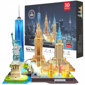    3D PUZZLE CITY OF YORK PANORÁMA NEW YORK LED FÉNY 101 ELEMES