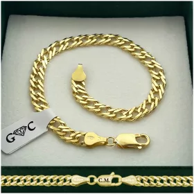    FÉRFI ARANY KARKÖTŐ 925/585 EZÜST ROMBO 21cm/5,5mm VASTAG + GRAVÉSZ