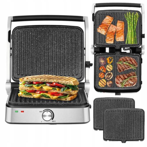  ELEKTROMOS GRILL Panini szendvicssütő 220°C-ra állítható XXL 2000W