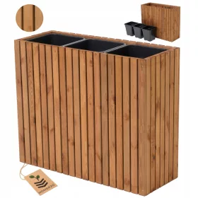    Nagy fa kerti edény, magas 80 cm, 3x18l betét, terasz, erkély, kert