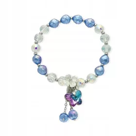    Sárgarézből, üvegből és kristályból készült gyöngyös karkötő díszekkel, dobozban