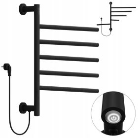    EBERG elektromos fürdőszobai radiátor 80 W 500 x 662 mm fekete