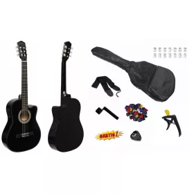    ELEKTROKLASSZIKUS GITÁR 4/4 MONTANA CEQ BLACK GLOSS + KIEGÉSZÍTŐK - SZETT