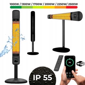    LUXEVA SUGÁRZÓ HŐ ELEKTROMOS FŰTŐ 2500W FEKETE WIFI TÁVIRÁNYÍTÓ