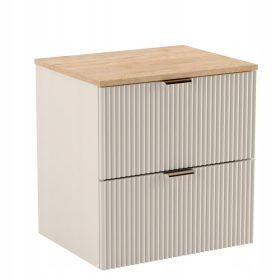    Munkalapos mosdókagyló szekrény 60 cm kasmír dió tetővel, barázdált felülettel