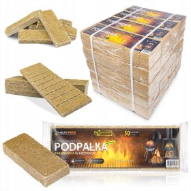    Ökológiai GYÚJTÁS KOCKÁBAN HeatFire Kindling KANDALLÓ Grillhez 50 db.