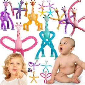    4x nyújtható SENSORY anti-stressz ZSIRÁF SZÍVÓCSÉR Pop Tube Tube