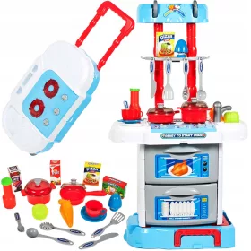    3 az 1-ben KONYHA SÜTŐVEL GYERMEKEK SZÁMÁRA AKKUMULÁTOROS KEREKES TOKBAN