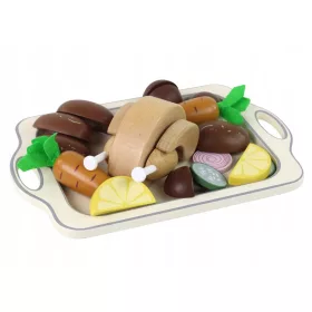  Vacsorakészlet Fatálca Csirke Zöldség 15 tétel.