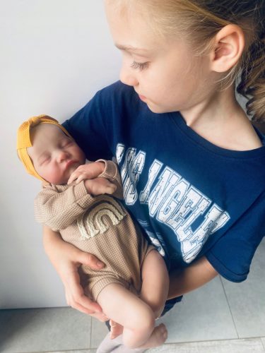  Élethű Reborn baba, újszülött kislány, AJÁNDÉK, új, 47 cm, KIEGÉSZÍTŐK