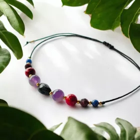    Skorpió csillagjegy karkötő, kézzel készített szodalit jáspis ametiszt turmalin