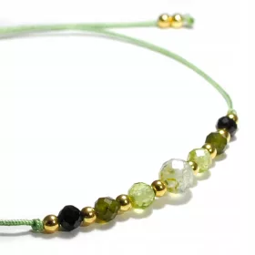    Zöld karkötő természetes kövekkel Frenit Peridot Jade Onyx