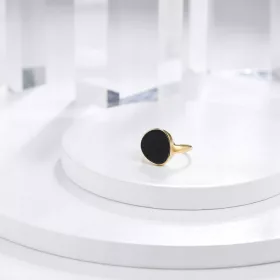    Aszimmetrikus gyűrű hipoallergén acélból, fekete epoxigyantával
