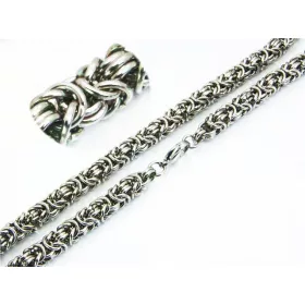    Férfi lánc sebészeti acél, királyi szövésű, sűrű ezüst színű, 60 cm