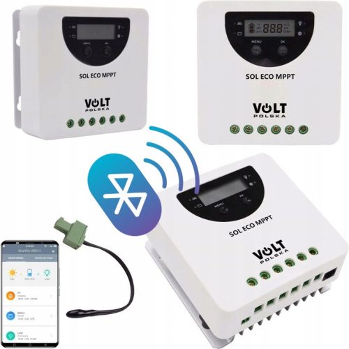  SOL ECO MPPT SOLÁR SZABÁLYOZÓ 20A 100V 12/24V + LCD + BLUETOOTH ERŐS