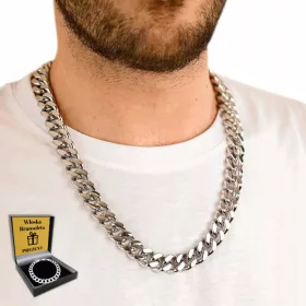    VASTAG Férfi ezüst lánc páncélozott lánc TARTÓS ELEGÁNS