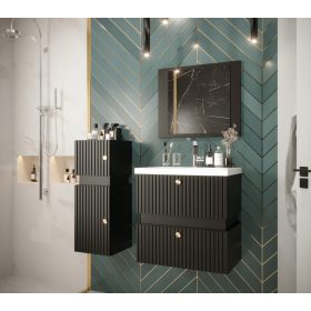    Fürdőszobabútor készlet tükörrel TIKO-10 matt fekete/arany