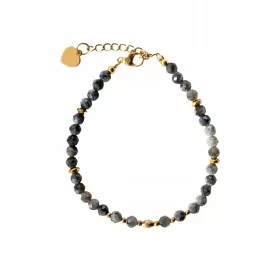    Természetes kőből készült labradorit fekete sebészeti acél karkötő