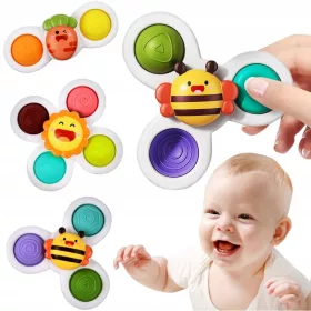    3X Fidget spinner ÉRZÉKELŐ FÜRDŐJÁTÉK tapadókoronggal RATTLE