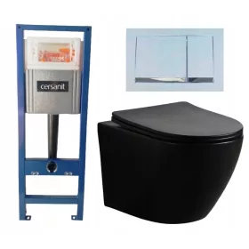    WC SZETT CERSANIT SYSTEM40 KERETES TÁL ARBO SLIM RIM FEKETE MATT