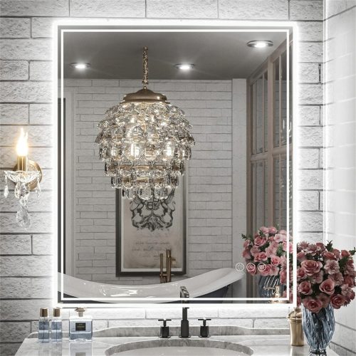  Négyszögletű LED megvilágítású fürdőszobai tükör, szabályozható, páramentes, Smart 70*90cm