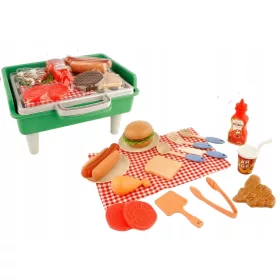    Mini Grill gyerekeknek 28 elem, evőeszközök + élelmiszer-kiegészítők