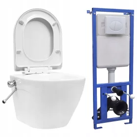    Fali WC bidével, fehér, 36,5x48x41,5 cm; Öblítse le utána