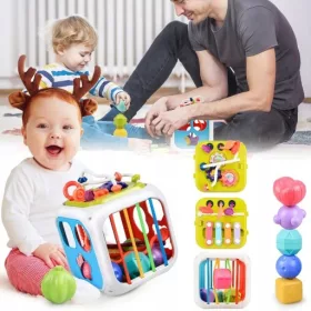    7 AZ 1-BEN MONTESSORI JÁTÉKOK BABÁKNAK, JÁTÉKOK SZÍNES KOCKÁVAL