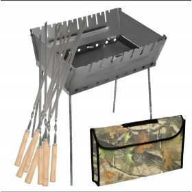  Grill mangal bőrönd összecsukható faszén 8 nyárshoz