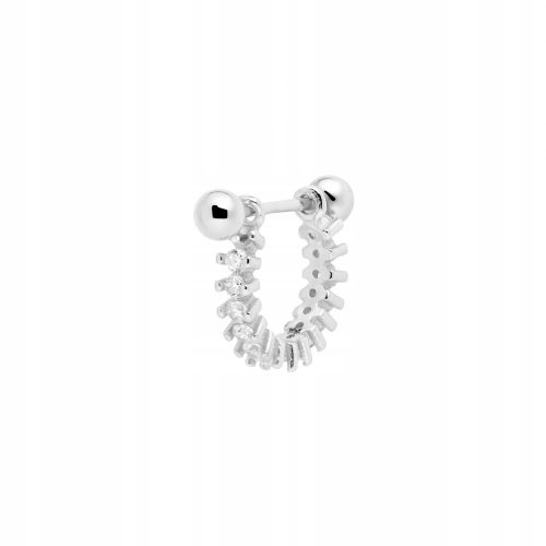  Ezüst piercing fülbevaló ANIA KRUK, fehér cirkóniák, 925 ezüst