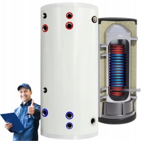    Melegvíz tartály 300l, ROZSDAMENTES ROZSDAMENTES bojler, két spirál