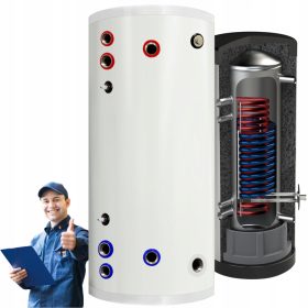    HMV tartály, ROZSDAMENTES ROZSDAMENTES bojler, melegvíz tartály, 2 spirál, 200L