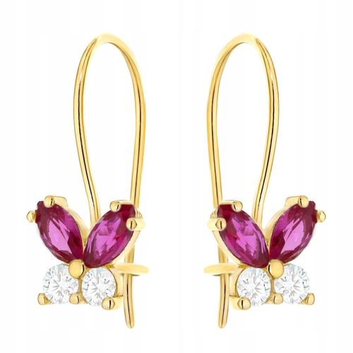  ARANY FÜLBEEVŐ Női pr. 585 Pink Butterflies cirkóniákkal a Biglu 14k-n