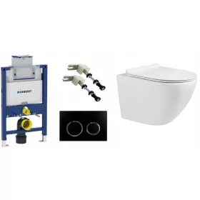    WC SZETT GEBERIT DUOFIX LOW keret 82 cm + wc csésze + fekete gomb