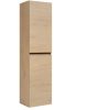 Fali fürdőszobaszekrény, tölgyfa oszlop, 136 cm, világos matt tölgyfa előlap
