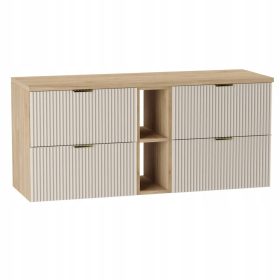    Willy 140 cm-es kasmír/dió mosdószekrény hornyolt előlappal